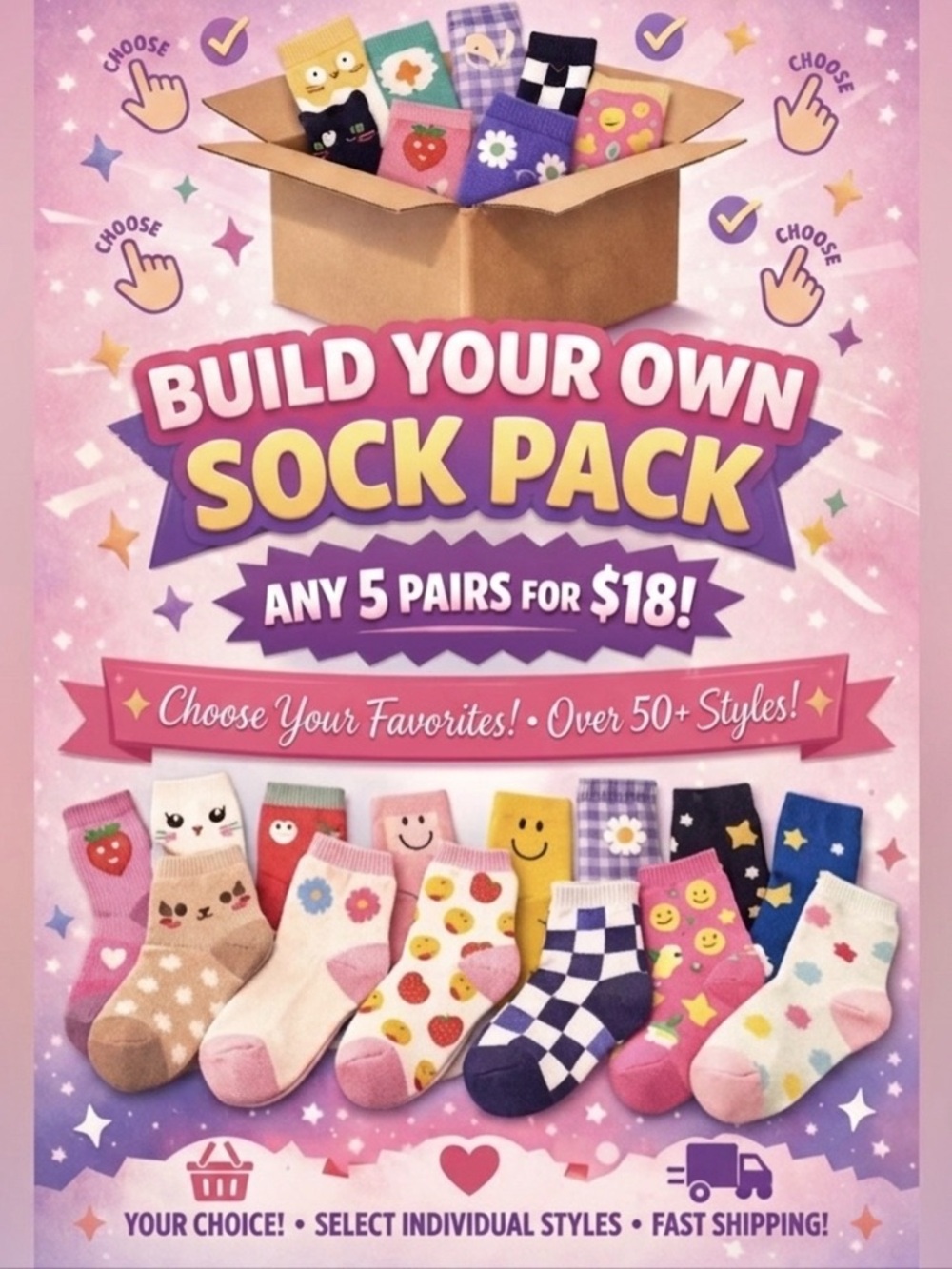 Build Your Own Sock Pack 18 for 5